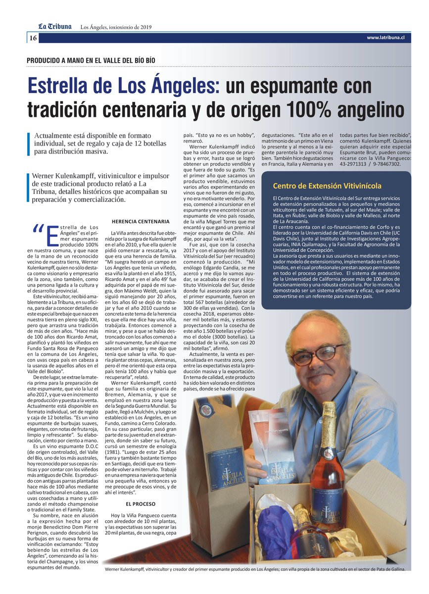 cevdelsur's tweet photo. Felicitaciones a nuestro cliente Werner Kulenkampff por confiar en el Centro de Extensión Vitivinícola del Sur para desarrollar "Estrella de los Angeles"¡¡¡¡ Continuaremos apoyando a los empresarios vitivinícolas del del Bio Bio  @fomentobiobio @saravenap @Macaveram @CorfoNuble https://t.co/9b3kS0KFrv