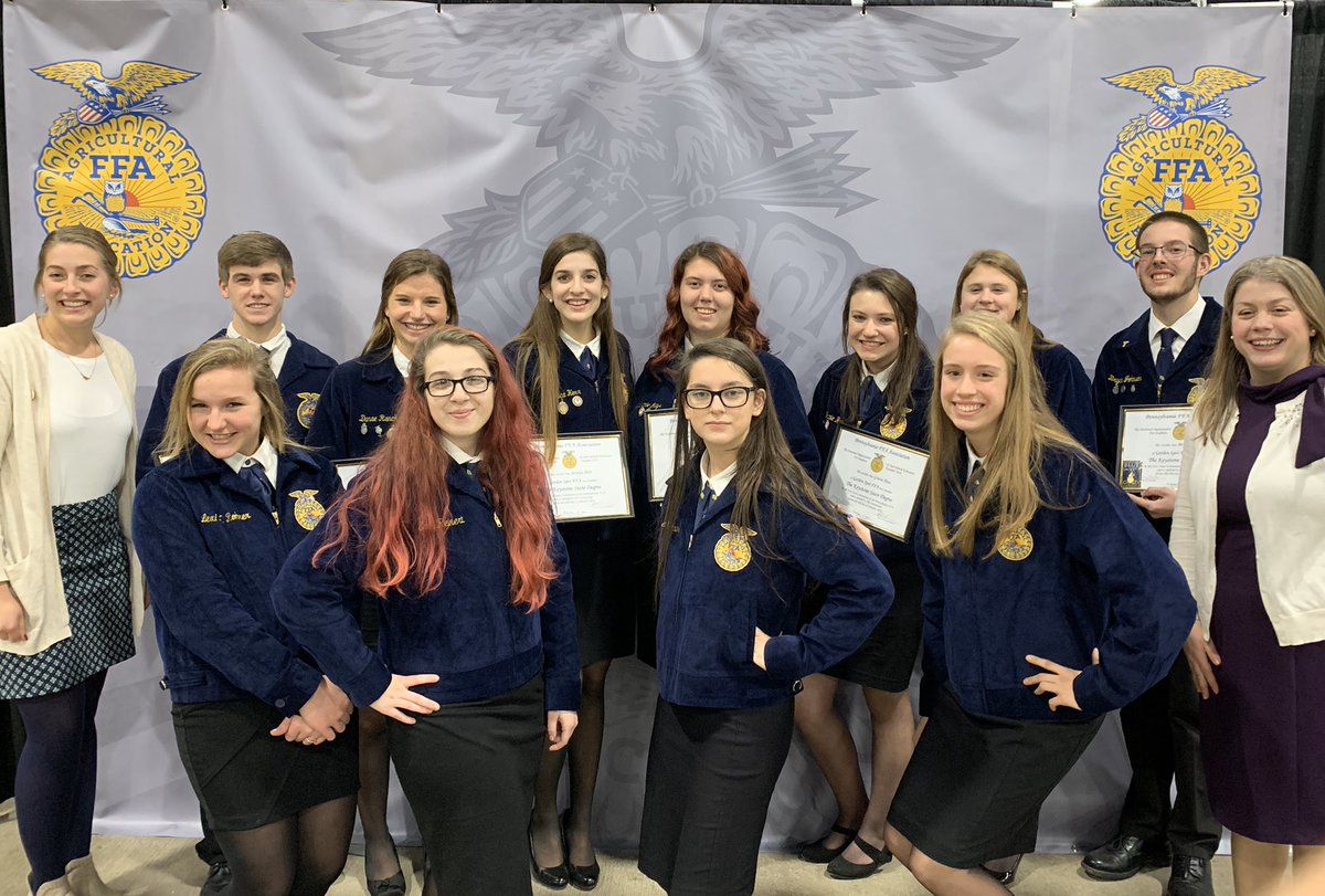GardenSpotFFA's tweet photo. Congratulations to our 9 @FFAPENN Keystone Degree Recipients and our 5 First-Year Jacket Scholarship Winners! 

All were recognized at the 91st Mid-Winner PA FFA Convention. 

Fun Fact: in our almost 90 years of existence, #LSFFA has never had this many Keystone Degrees! 🌟👏🏻 https://t.co/jY5Ybm8rNM