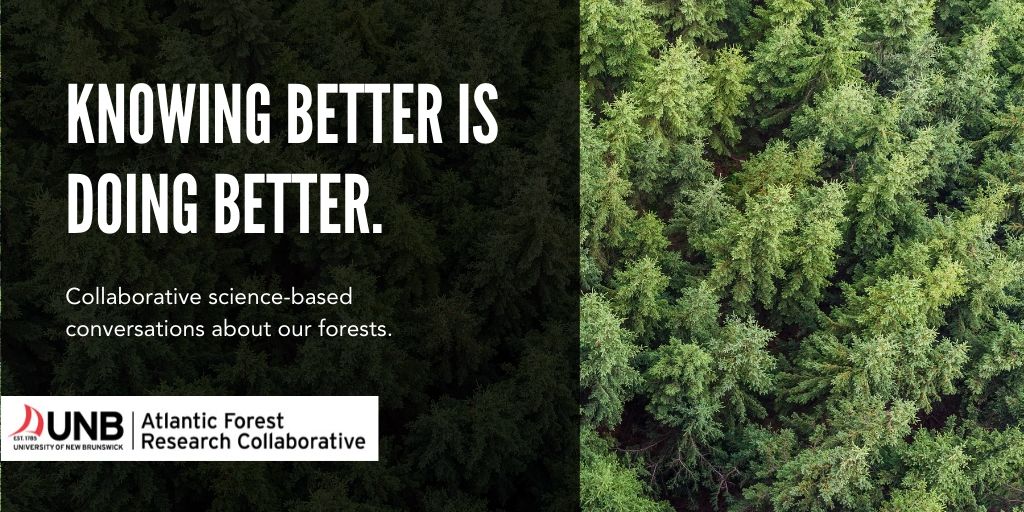 Introducing UNB's Atlantic Forest Research Collaborative: unb.ca/afrc  Bringing stakeholders together for science-based conversation about our forests. Follow us! #nbforests #nsforests #evidencebasedpolicy #research #newbrunswick #novascotia
