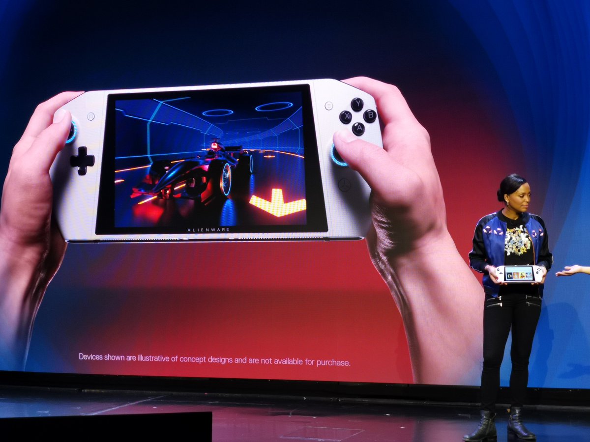 AndroidAuth's tweet photo. Dell also showed off its Concept UFO, essentially a Nintendo Switch with a tenth generation Intel processor. It supports handheld and docked modes too. No specs, availability, or pricing for this. Would you buy it though? #CES2020 #DellExperience https://t.co/mwnFpRTlOc
