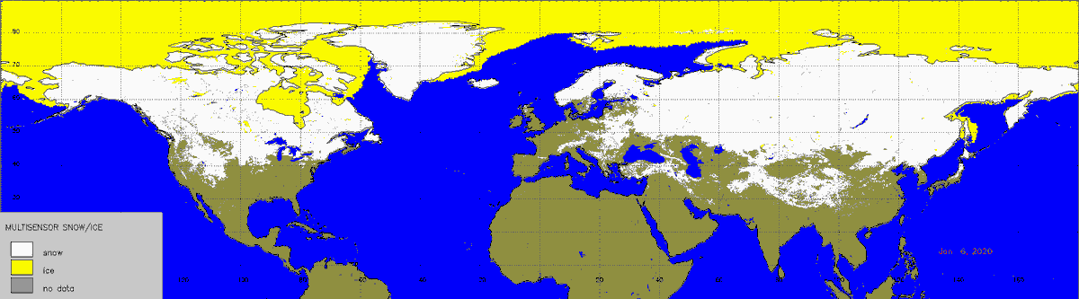 ClimateNewsCA's tweet photo. January 06, 2020
Arctic Sea Ice and Northern Hemisphere Snow Cover
Ice Extent = 13.3 million km^2
Snow Cover = 40 million km^2
#Climate #ClimateChange #Snow #IAmProSnow #Cryosphere #Arctic #CarbonDioxide https://t.co/GmzEV7bfRa