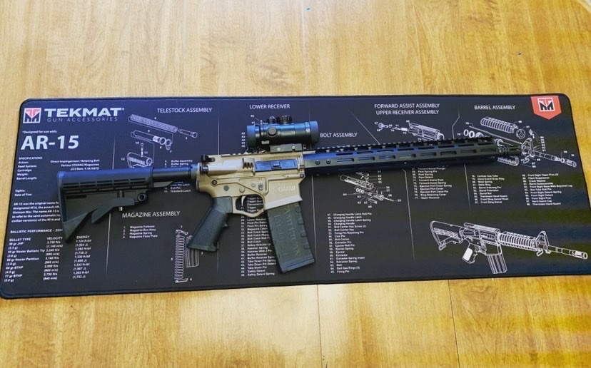 TekMat's tweet photo. Thanks to @fishin_finney one of our past giveaway winners for this great shot of his prize, the AR-15 Ultra Premium TekMat. Our Ultra mats are bigger, thicker, have a premium stitched edging &amp; made out of the same oil resistant, durable material you know &amp; love from TekMat. https://t.co/cCF26EgFBg