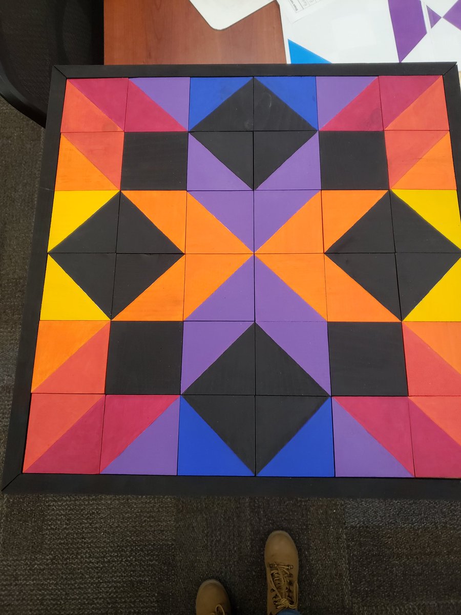 Mrs. Crossgroves finished example of a Geometric Wood Quilt 
@BroomeBOCES <a href="/BtTechAcademy/">Matt Sheehan</a> <a href="/BTCareerTechED/">CTE</a>