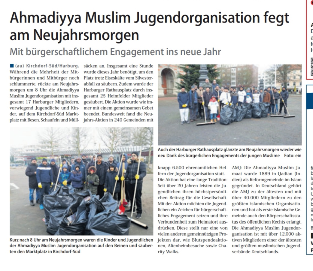 AhmadiyyaHH's tweet photo. Über den #Neujahrsputz der @AhmadiyyaJugend hat auch die #MarktplatzSüderElbe berichtet 

https://t.co/PsAXYlnl3l

#muslimestarten2020 #LiebeFürAlleHassFürKeinen https://t.co/fSvKk64PP1