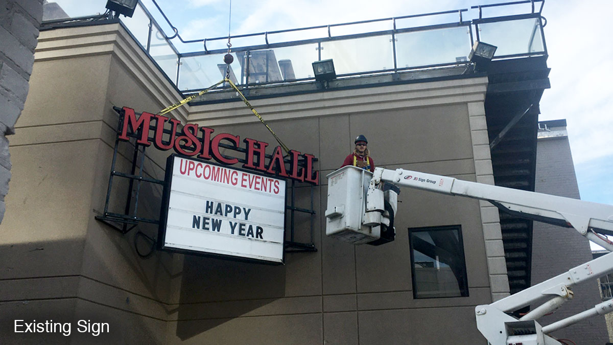 jdsigngroup's tweet photo. Out with the old, in with the new! JD Sign Group is almost ready for our big reveal of the brand new London Music Hall sign. Could you guess what we were making?
#signs #signsoftwitter #illuminatedsigns #signinstallation #WIP #design #londonmusichall https://t.co/Pf2yQ06HbC