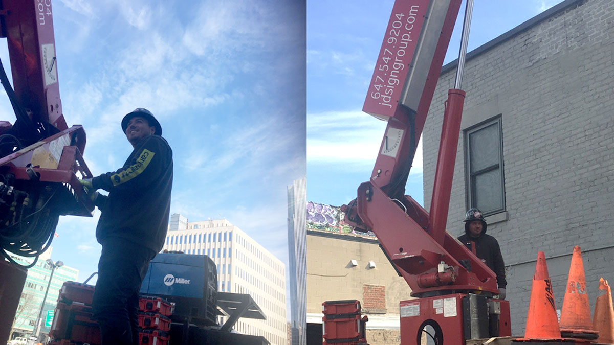 jdsigngroup's tweet photo. Out with the old, in with the new! JD Sign Group is almost ready for our big reveal of the brand new London Music Hall sign. Could you guess what we were making?
#signs #signsoftwitter #illuminatedsigns #signinstallation #WIP #design #londonmusichall https://t.co/Pf2yQ06HbC