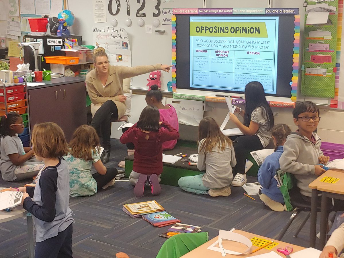 @MorrisGrade3 teaching her 3rd graders about counter arguments as they discuss opposing opinions! #VOHEART #NoviPride
