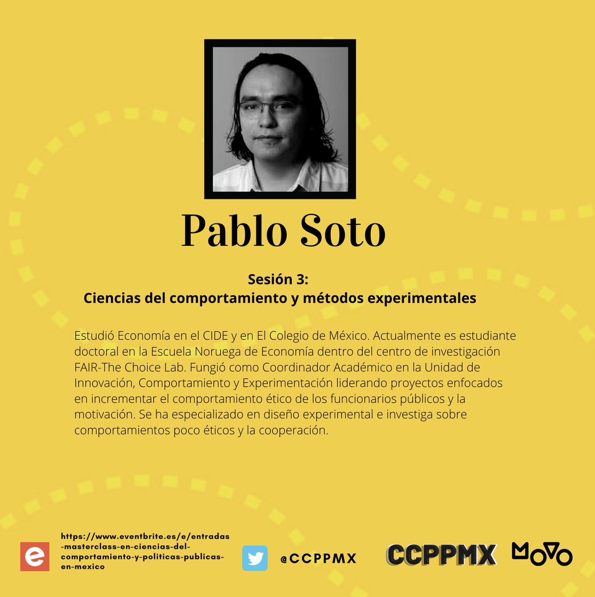CCOMPP19's tweet photo. Pablo Soto, ha participado en múltiples investigaciones y eventos organizados con el equipo del Laboratorio de Ciencias del Comportamiento y Políticas Públicas del CIDE estará presentando durante la tercera sesión https://t.co/KZai3Det3p