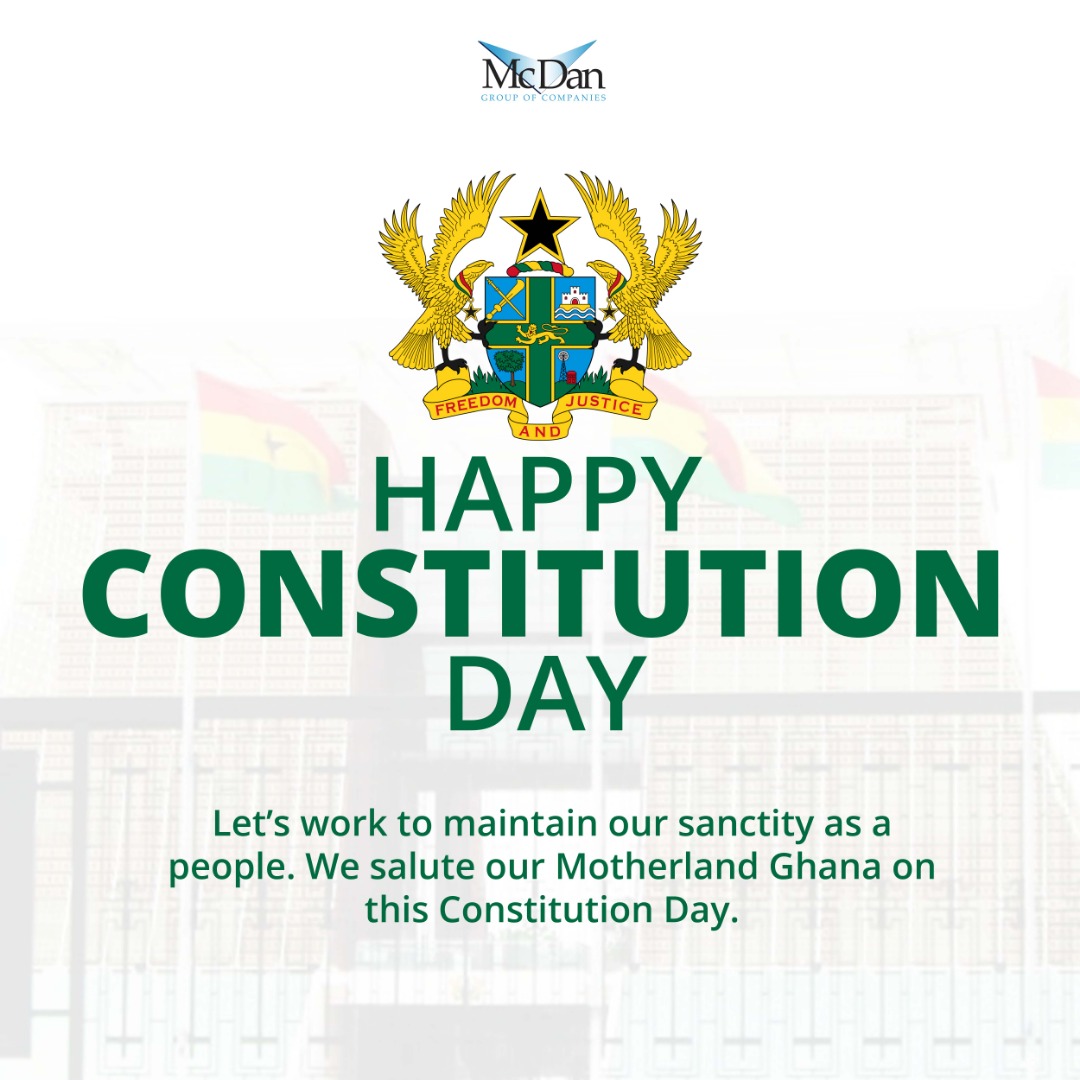 McdanShipping's tweet photo. Let’s work to maintain our sanctity as a people. We salute our Motherland Ghana on this Constitution Day.

#mcdanshipping #mcdangroup #happyconstitutionday #ghana https://t.co/cCD6O6omXy