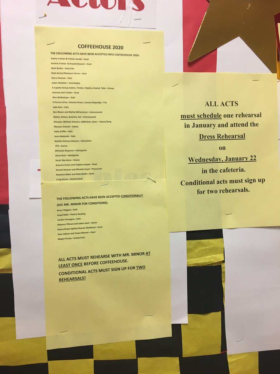 Remember to sign up for your practice spot if you haven’t done so for coffee house