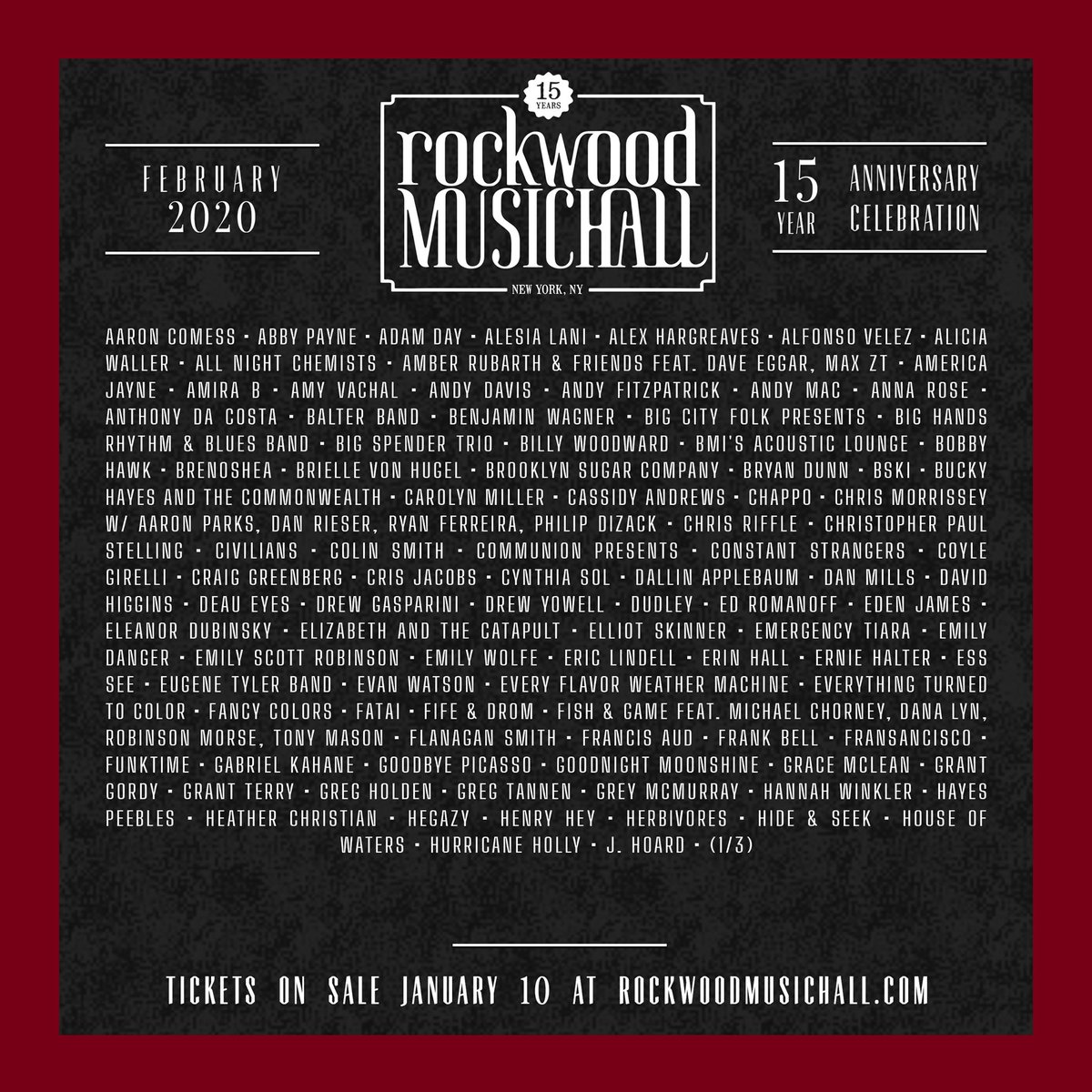TurnedToColor's tweet photo. Happy new year everyone! Very pleased to announce @TurnedToColor will be participating in the 15 year anniversary celebration of @RockwoodNYC. Please mark your calendars for 2/28. Tix go on sale this Friday :) https://t.co/EvobsamZkL