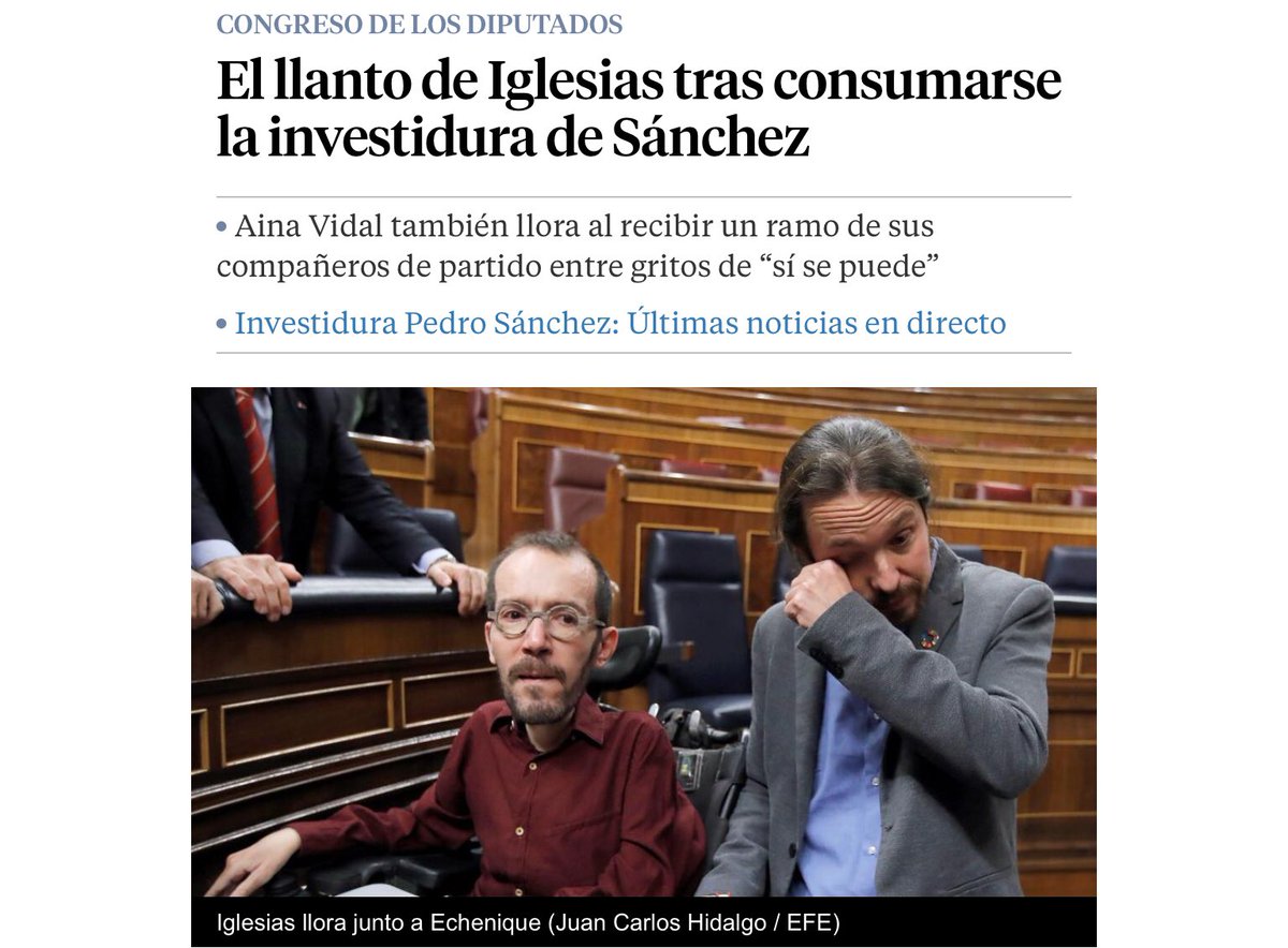Si llora por entrar en el Gobierno no sé qué hará cuando le toque salir.