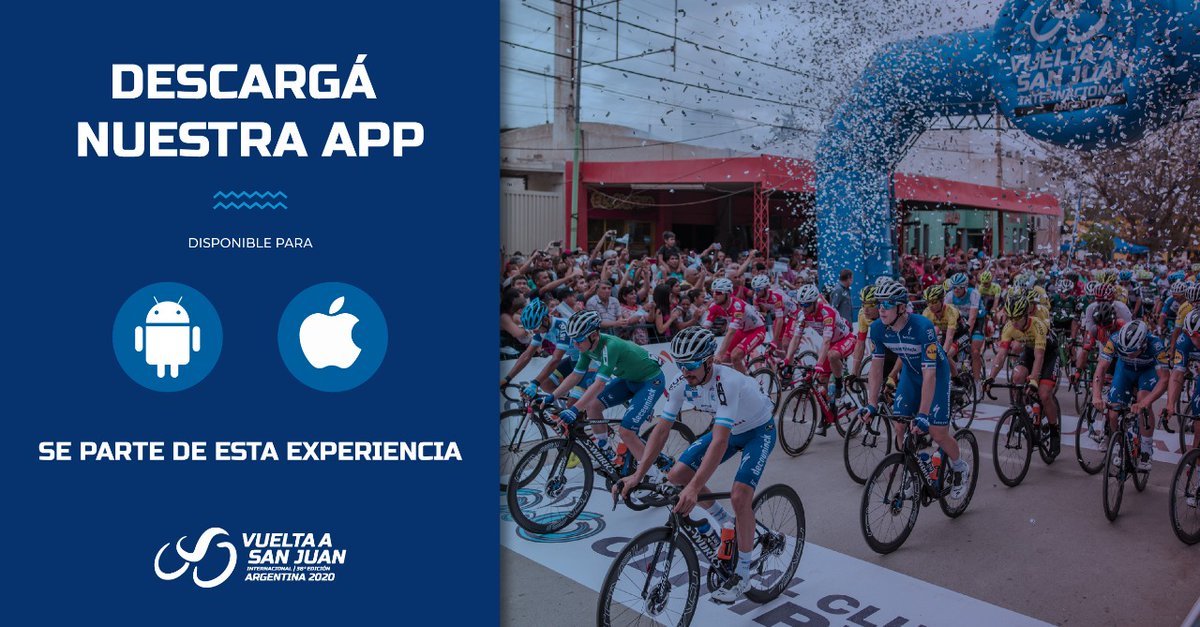 ¡Descargate la App de la Vuelta a San Juan!

📱 Ya está disponible la nueva aplicación de la #VueltaSJ2020.

🔥 Entrá para conocer todos los detalles de la competencia más importante de Latinoamérica.

▶ Android: bit.ly/2FzqUK9

▶ IOS: apple.co/2T0WOat