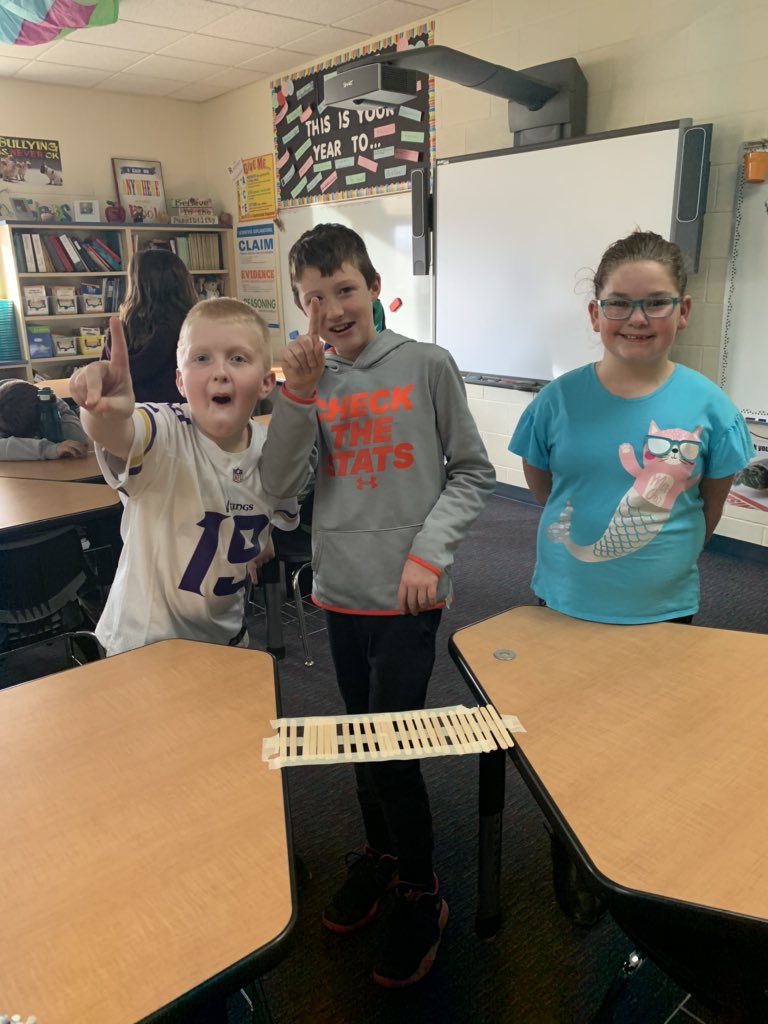 erin_mumma's tweet photo. How do you build a bridge out of tape and popsicle sticks to hold weight? Ask these amazing 5th graders. https://t.co/6uz71oHpAz