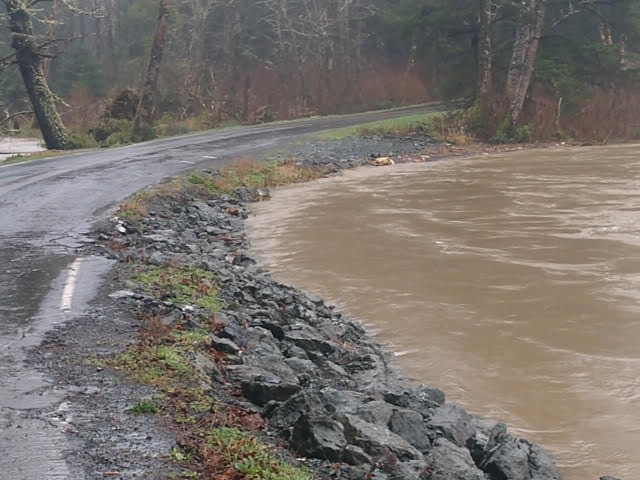 Quillayute River flooding next to Mora Road.