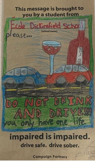 Congrats to the Grade 3 student from 
<a href="/Dickinsfield/">Dickinsfield</a> on being one of our Weekly Winner winners in the SADD Liquor Bag Design Contest! 
<a href="/FMPSD/">Fort McMurray Public School Division</a>
