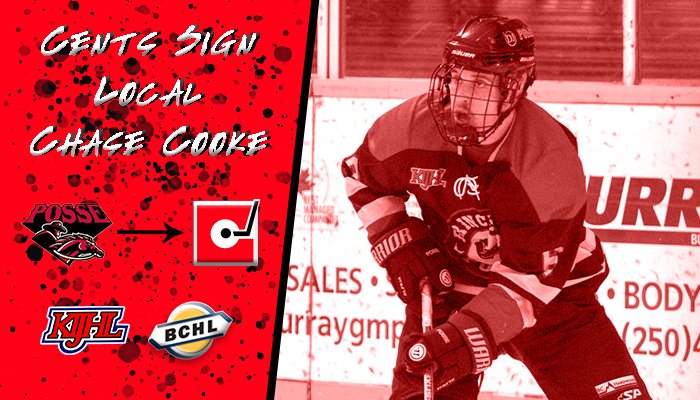 #SIGNED: 
The Centennials are proud to announce the signing of <a href="/KIJHLPosse/">Princeton Posse</a> affiliate D <a href="/chase_cooke3/">Chase Cooke</a> (03). 
Welcome to the team (officially) Chase!  
Read more: merrittcentennials.com/cents-sign-loc… #BCHL