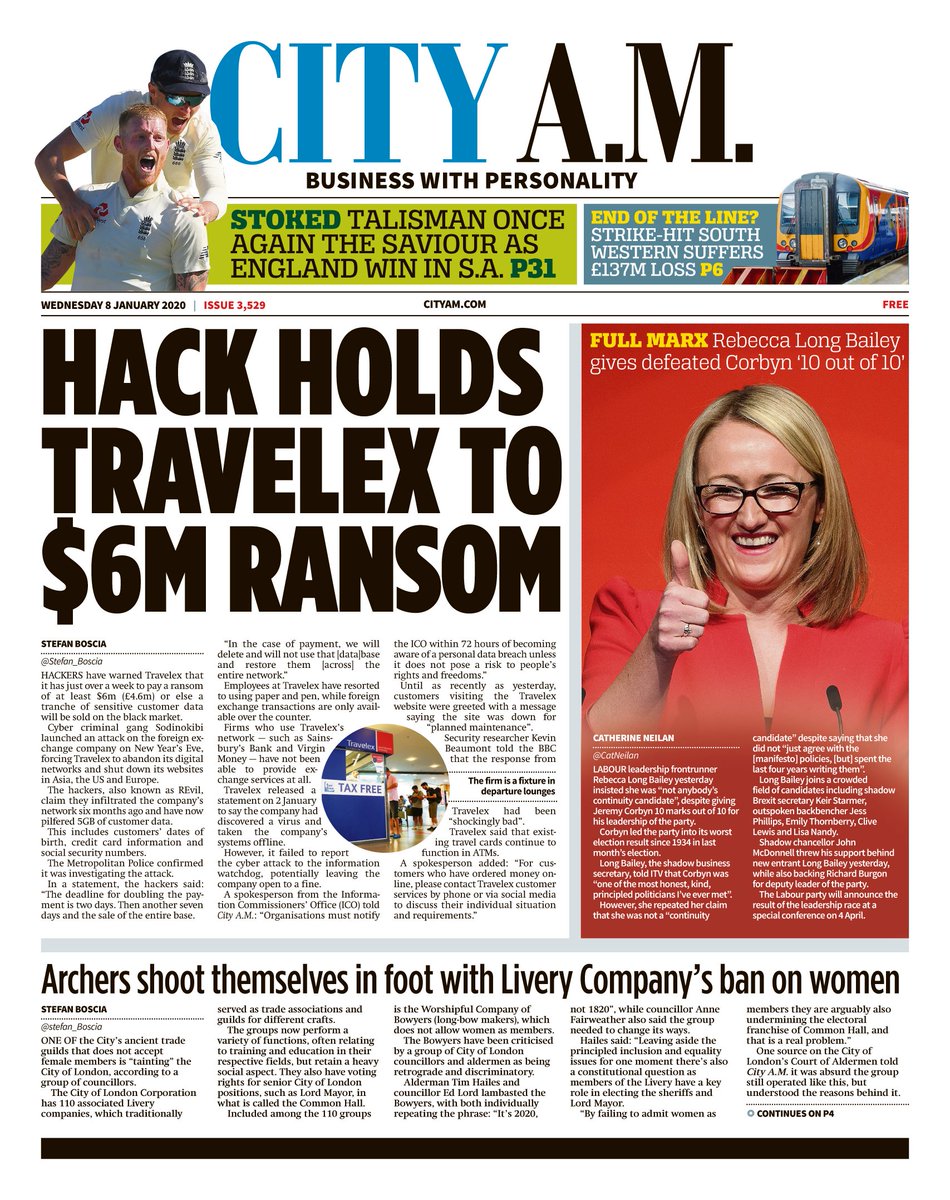 ChristianJMay's tweet photo. Wednesday's @CityAM front page https://t.co/Mp74da2RGx