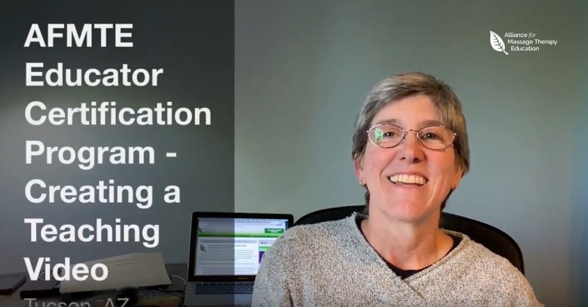 AFMTE's tweet photo. Are you gathering content for your application to become a Certified Educator of Therapeutic Massage & Bodywork? Here are some important things to consider when creating teaching videos for your portfolio: https://t.co/RqcxpBMW94 #afmte #massageeducation #bodyworkandmassage https://t.co/eBWTD7y23K