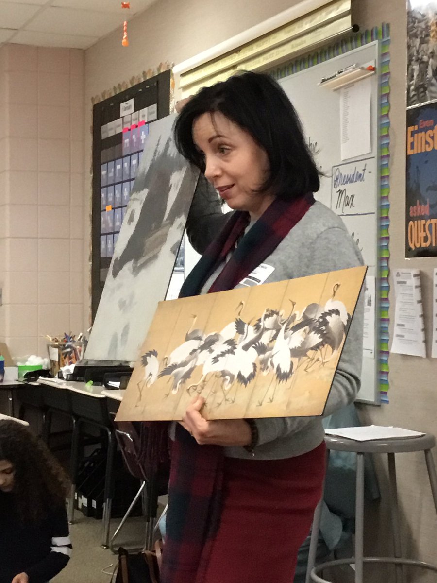 Conroy_Class's tweet photo. Cranes, and Cream of Wheat, and Bears! Oh my! Thank you to Sophia’s mom for teaching our Art Adventure lesson today! #conroyclass #artadventure https://t.co/nRjGLnRAVj