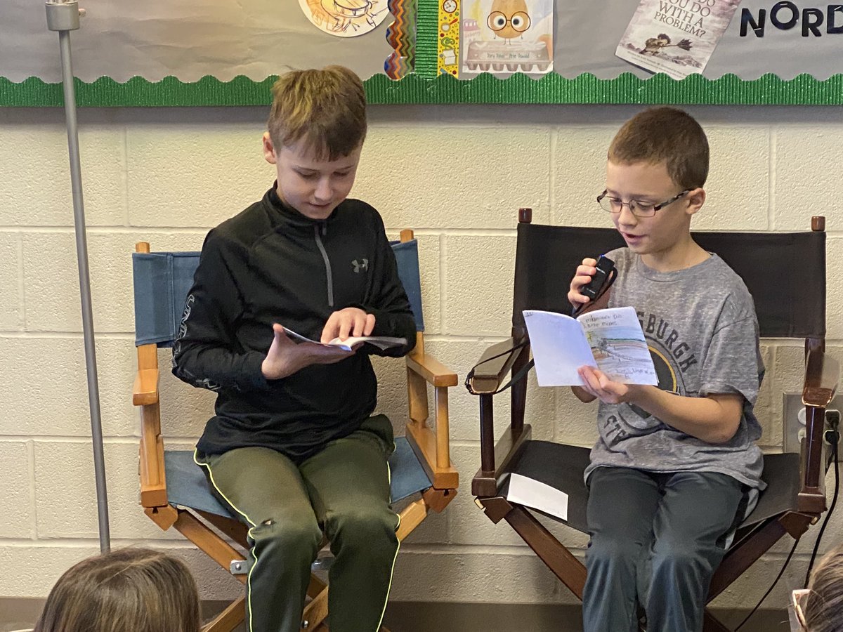 Ledgeview_Lib's tweet photo. Jason and Liam sharing the book that the co-authored with the class. @KristenCottrel5 @AngelaWojtecki
#ledgeviewauthors #ledgeviewlibraryrocks https://t.co/LwtAYytHIi
