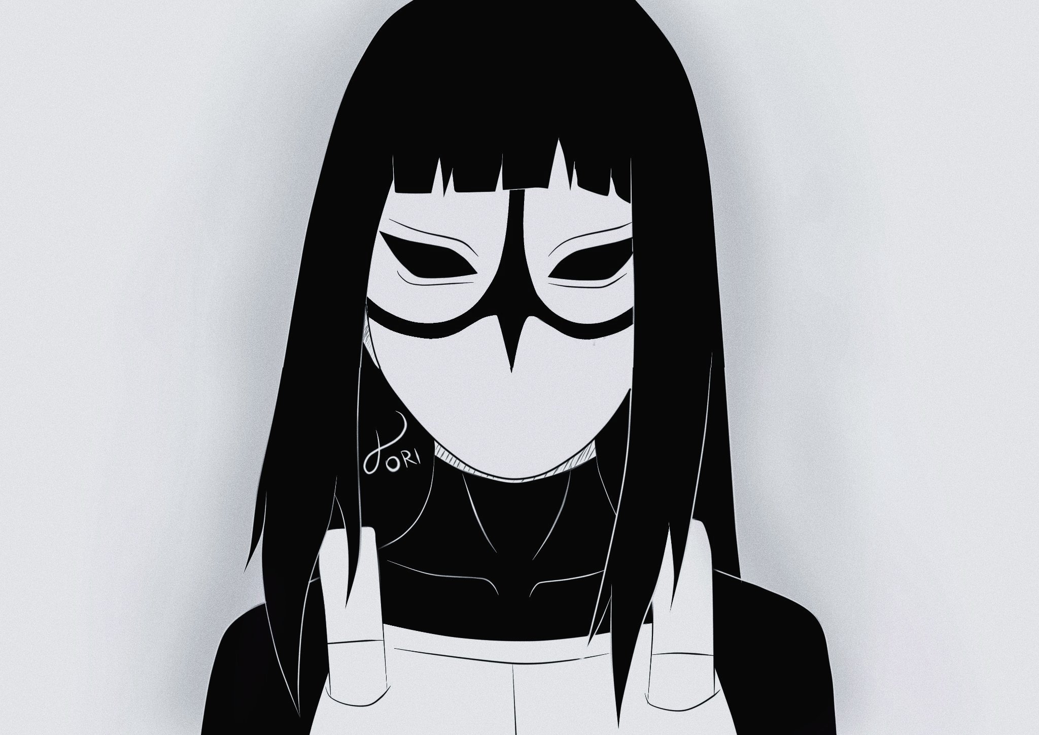 Hasurtado - Versão colorida do desenho da Hinata ANBU O