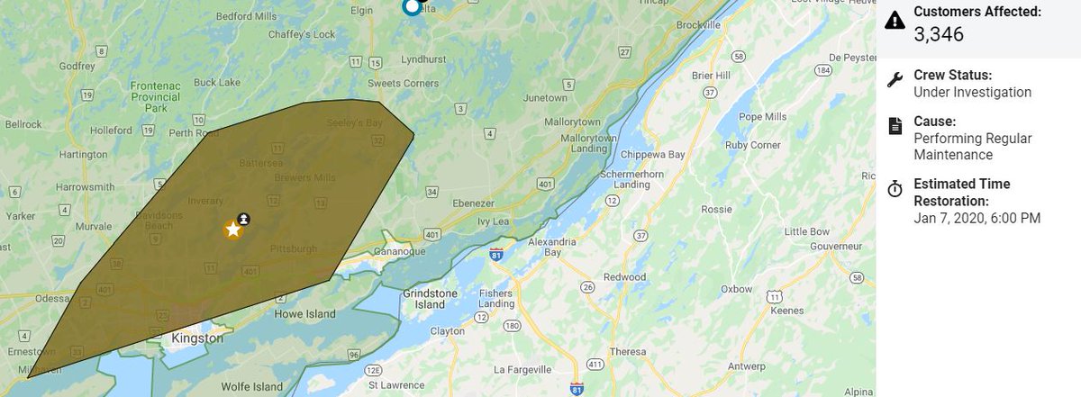 Global Kingston On Twitter More Than 3 300 People Are Without Power In Kingston And East Of The City Due To What Hydro One Calls Regular Maintenance The Planned Power Outage Is Meant