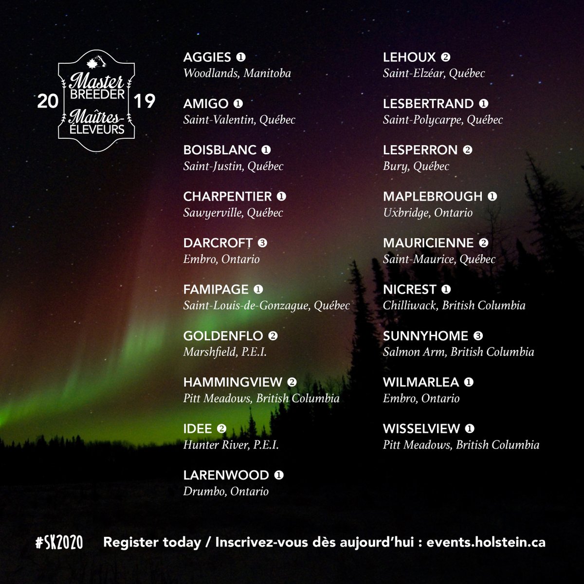 🎉Cheers to the 2019 Master Breeder recipients! Read the full press release and register today! // Félicitations aux Maîtres-éleveurs 2019! Découvrez leurs noms dans le communiqué de presse et inscrivez-vous dès aujourd’hui! tinyurl.com/ydpb4jhk