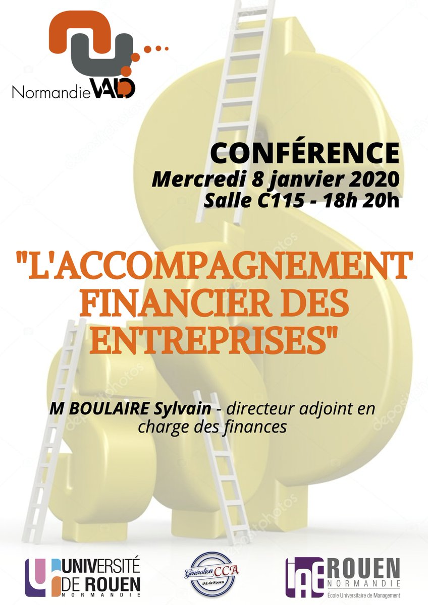 Mercredi 8 janvier aura lieu la conférence Normandie Valorisation en salle C115. Celle-ci portera sur « L'accompagnement financier des entreprises » et commencera à partir de 18h.
<a href="/IAEdeRouen/">IAE Rouen Normandie</a> <a href="/univrouen/">Université de Rouen Normandie</a>