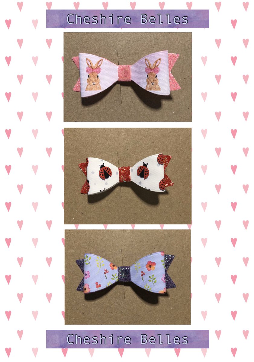 Pretty cheerful bows for a dull day! 
If you need a bow to match an outfit let us know! All@bows made to order. 🎀❤️😊
#cheshire #handmadeaccessory #stockport #knutsford #mobberley #hairbows