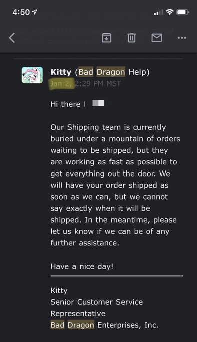 STILL haven&rsquo;t received my @bad_dragon order placed 9/30. On 12/9 they said shipping in &ldquo;a few business<a class="tags" href="/tag/bad_dragon">@bad_dragon</a><a href="/tag/baddragon"class="tags"><span>#baddragon</span></a>