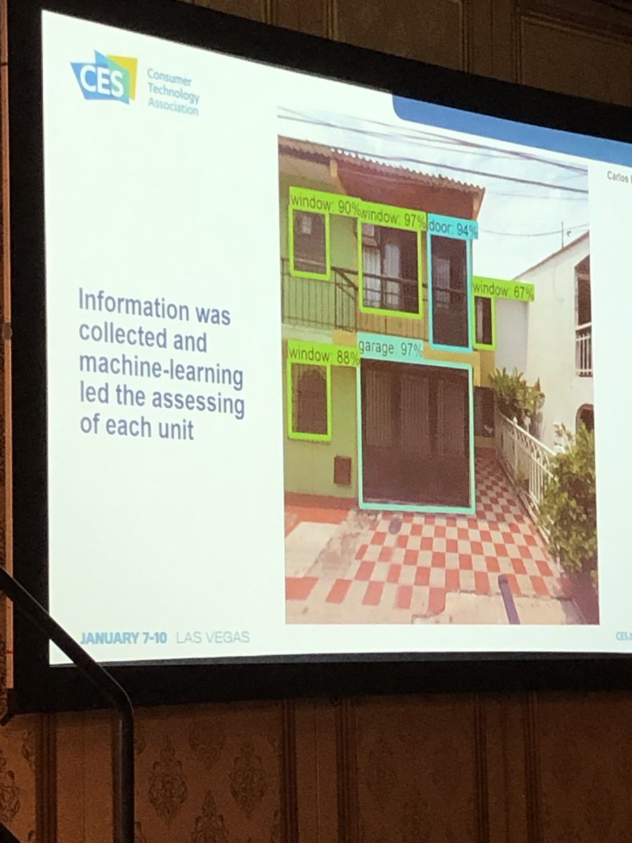 “Let’s change the paradigm - shift from just building new to improving existing” <a href="/CFReyes/">Carlos Felipe Reyes</a> tells #CES2020 how technology (drones, street view and ML) has created data to inform Colombia’s home improvement programs @WBG_Cities