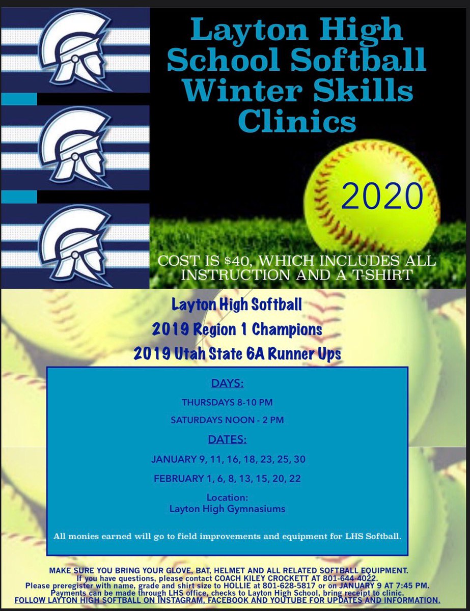 WINTER SKILLS CLINIC
This Thur, Jan 9
8-10pm
Layton High Gym
Fee $40