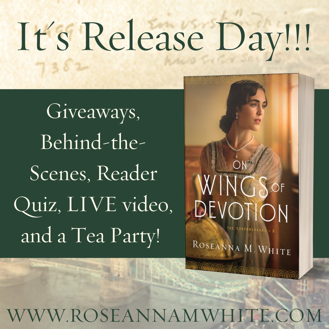 miranda_atchley's tweet photo. Happy release day to @RoseannaMWhite ! πππ I highly recommend #OnWingsofDevotion ! #amreading #TheCodebreakers #ChristianFiction #Giveaway Β https://t.co/EcAlRc6vWW https://t.co/SFKCbUsZ6A