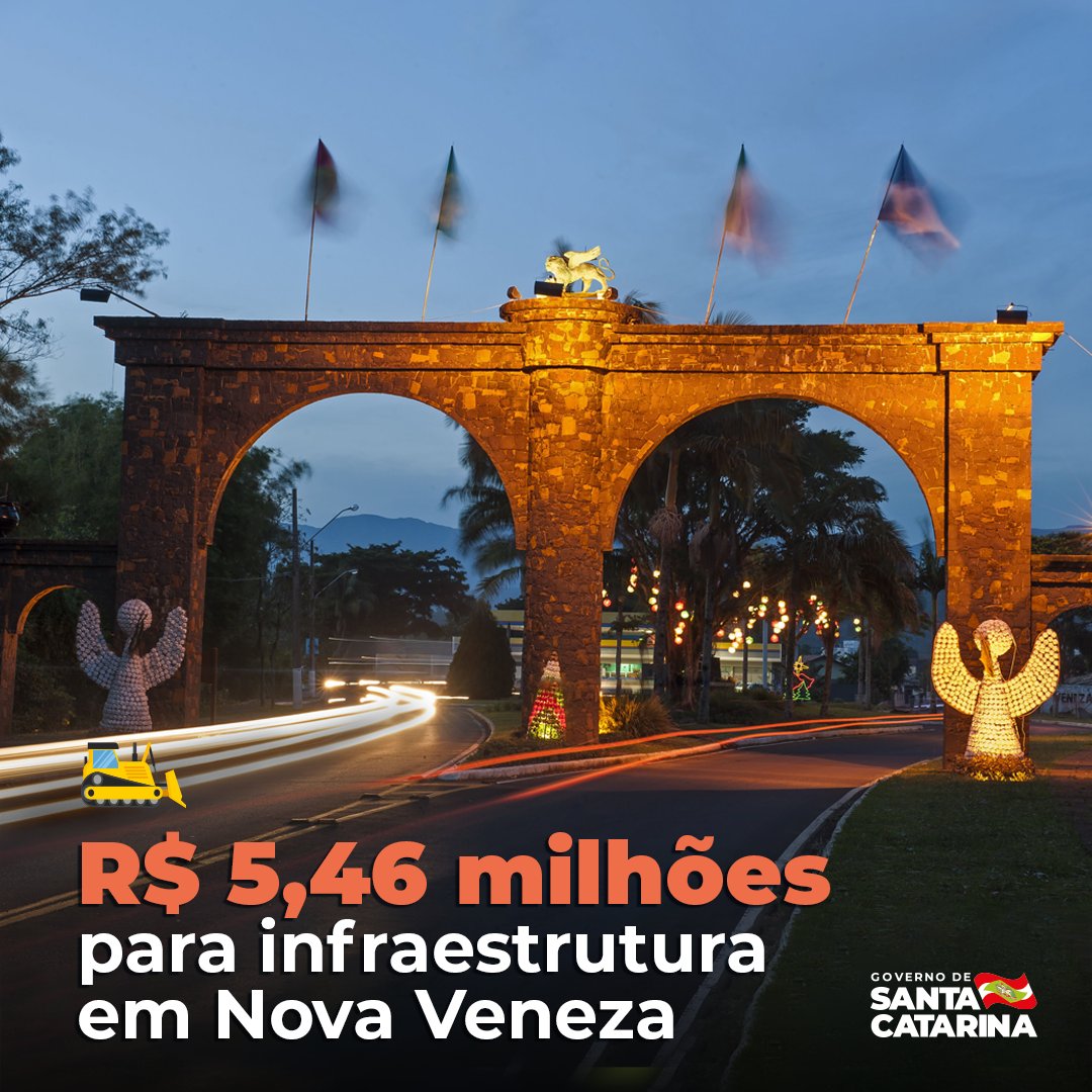 GovSC's tweet photo. Alô, Sul do Estado 📢 R$ 5,46 milhões chegando para Nova Veneza. Isso que 2020 só tá começando, hein! 🚀 #Infraestrutura #SuldeSC #SantaCatarina #GovernoSC https://t.co/sDSF8o0uNn