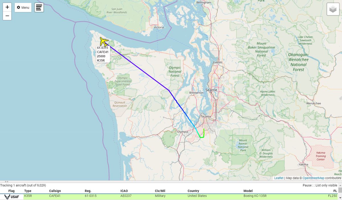 Andy007_SR_A's tweet photo. #USAF 🇺🇸
61-0315 / #CAFE41
KC-135

Departed McChord AFB, tracking North West @ FL250 on CORONET c/s; dragging fighters...🤔

@KimagureGolf9 @AircraftSpots https://t.co/SS497U9uv5
