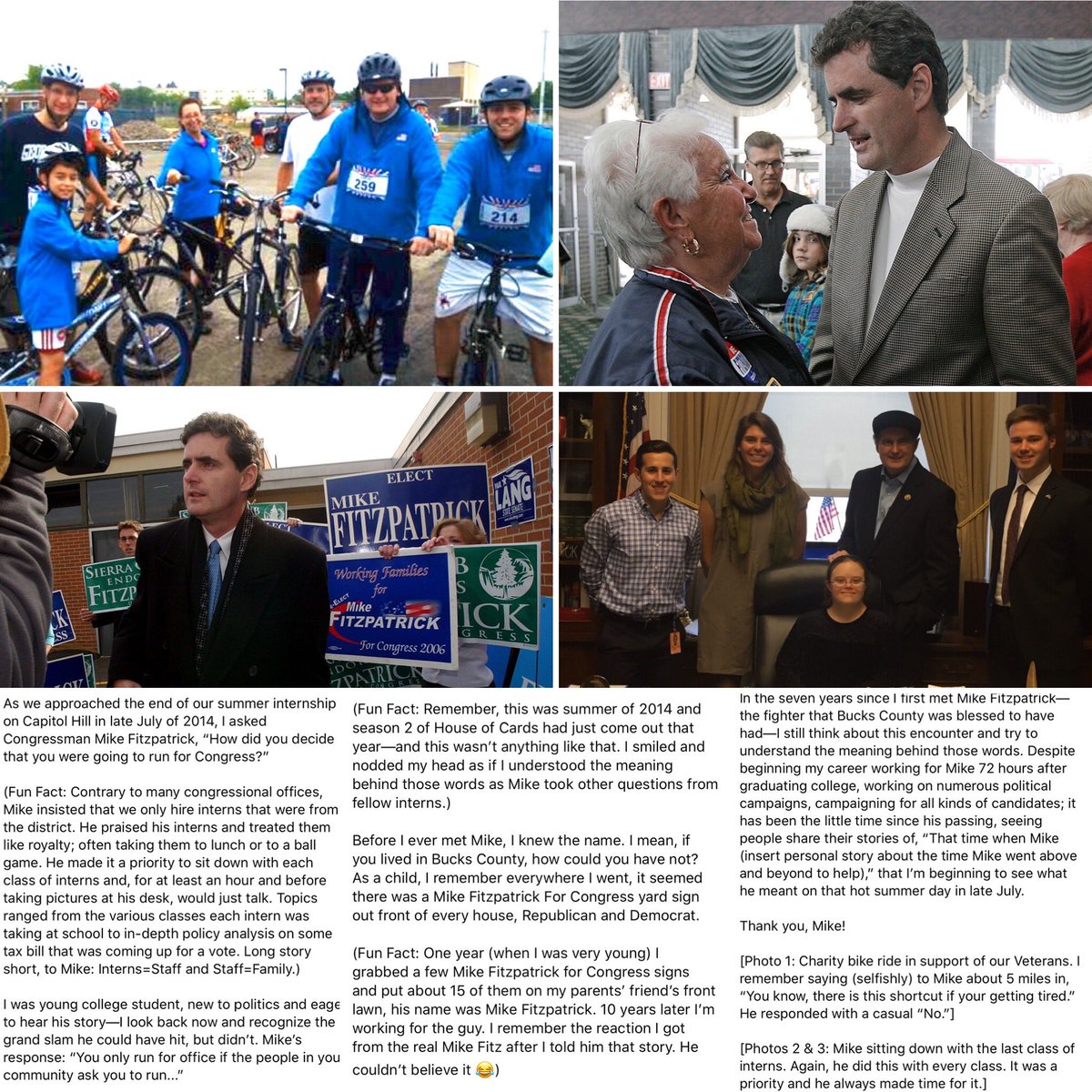 Mark_D_McDonald's tweet photo. On a hot summer day in late July of 2014, my life changed after I asked Congressman @RepFitzpatrick a “soft-ball” question. Thank you for your service, Mike. May you Rest In Peace #MikeFitzpatrick #Onwards #TeamFitz #BucksCounty #PA08 https://t.co/f3HrvyOF5i