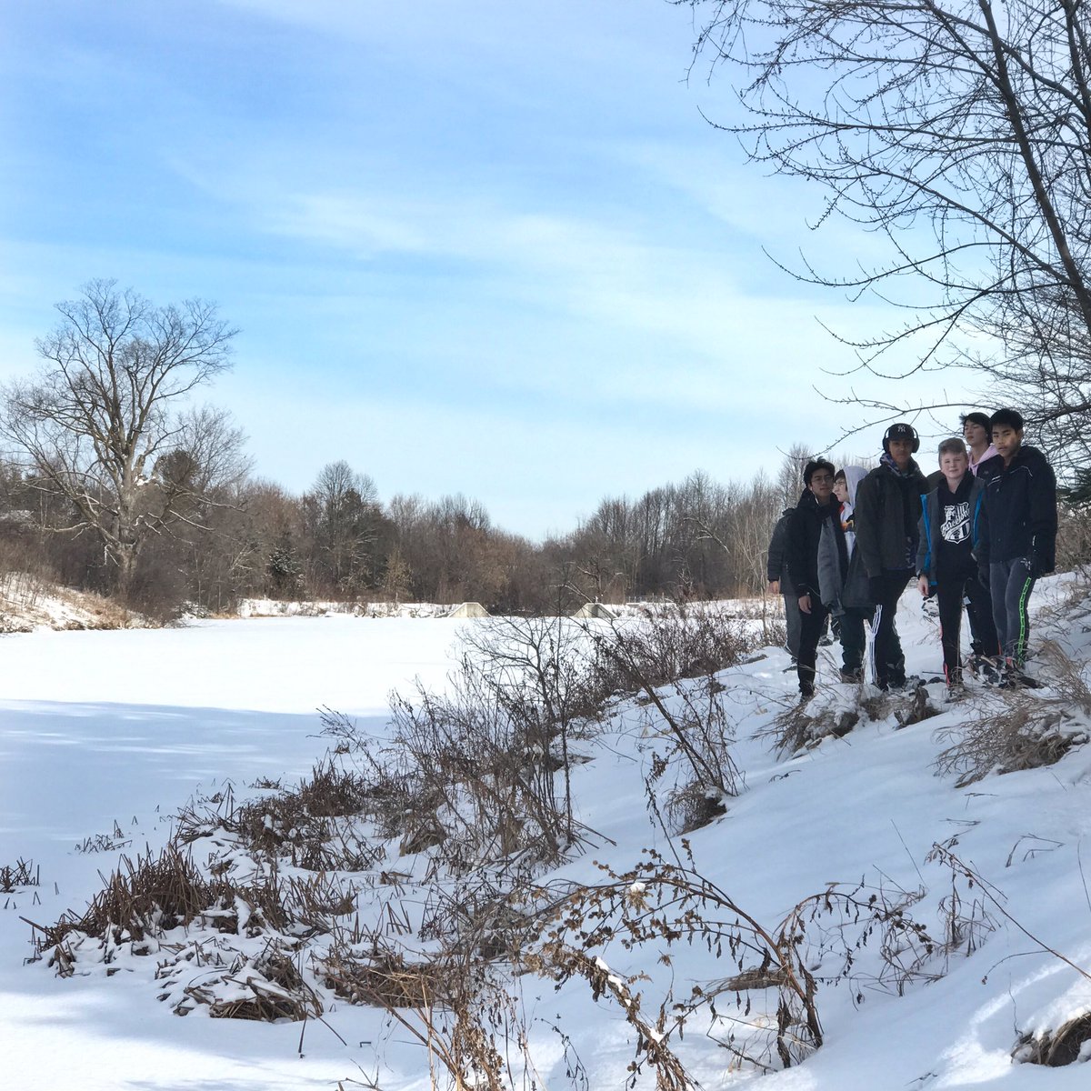 MHSMarauder's tweet photo. Gr 9 Phys Ed classes are getting outside when the weather cooperates-today Mother Nature practically took us by the hand for a 3K snowshoe. #awesome #ppl1o #snowshoe https://t.co/qXn6lim9XY