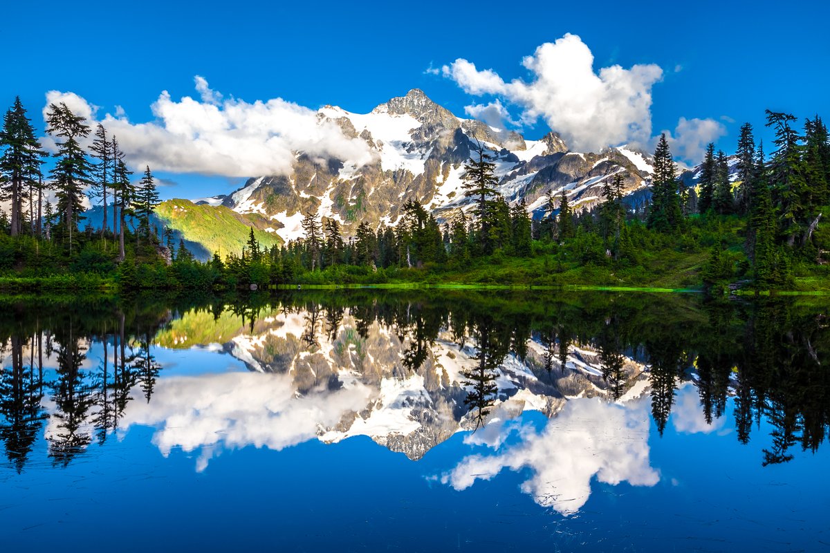 ForestServiceNW's tweet photo. Mount Shuksan stands regally being reflected in the mirror-glass image of Picture Lake on the Mt. Baker-Snoqualmie National Forest , #Washington. Plan your visit today! https://t.co/WzRkQSsLr3