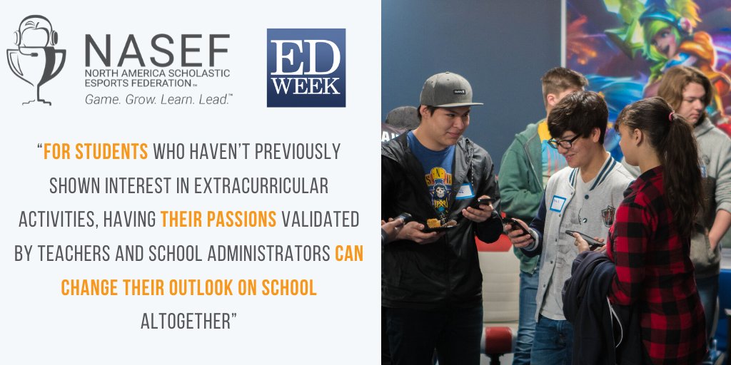 NASEF feature in <a href="/educationweek/">Education Week</a>: "Gamers Are the New High School Athletes: The Rise of Esports"

We've seen how students light up when they talk about what their passion for #esports, and getting recognition of esports clubs leads to more involvement at their school! #GameToGrow