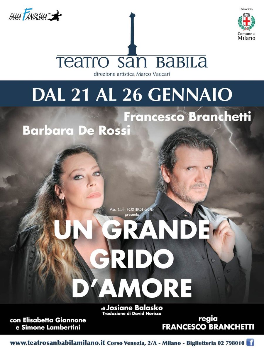 Teatro San Babila | Barbara De Rossi e Francesco Branchetti in scena con Un grande grido d’amore ilgeneralista.com/2020/01/07/tea…