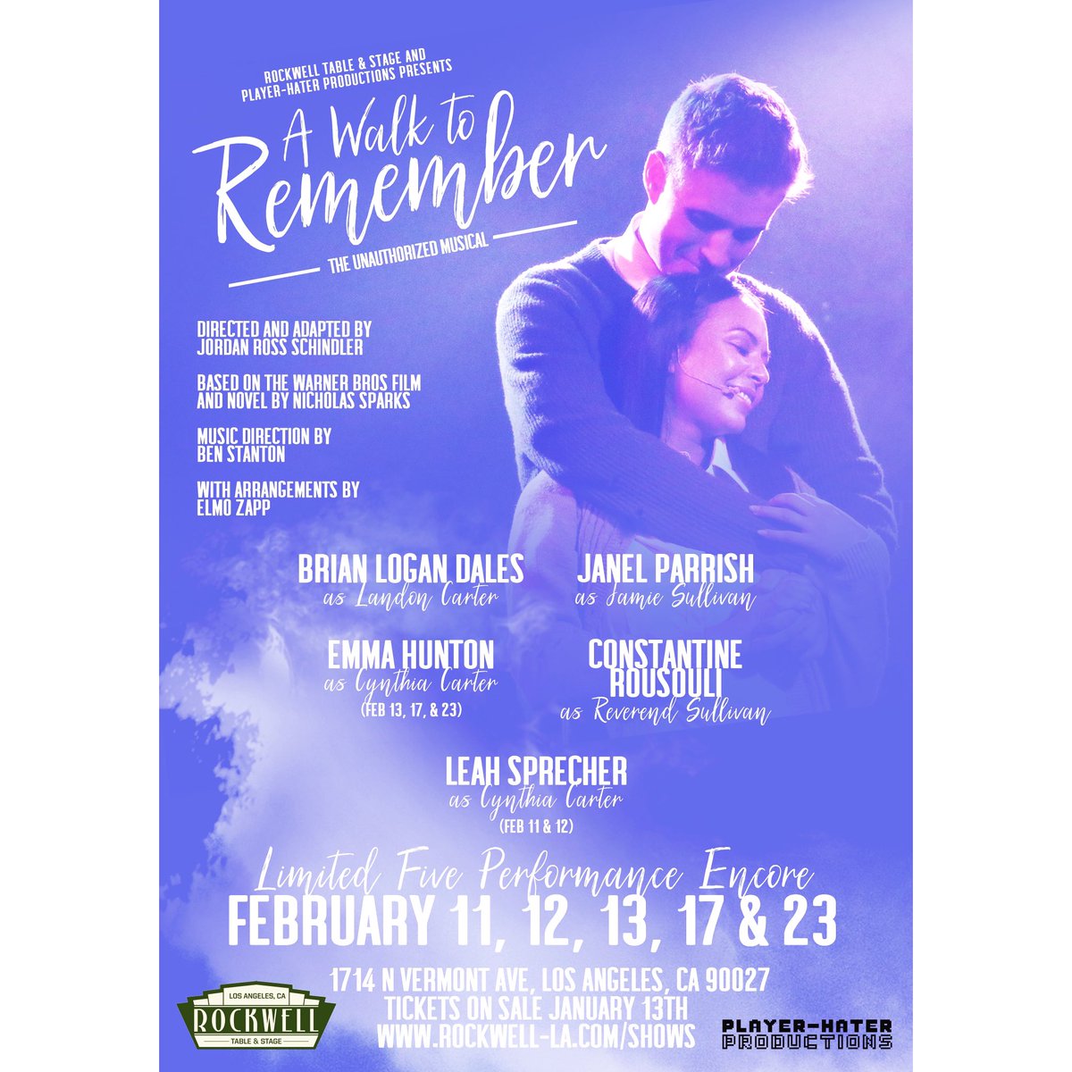 WalkMusical's tweet image. Their love is like wind and it’s blowing through @la_rockwell again just in time for Valentine’s Day. @walkmusical returns beginning Tuesday, 2/11 with the love story you know and the songs that defined a generation. Tickets on sale Monday, January 13th!