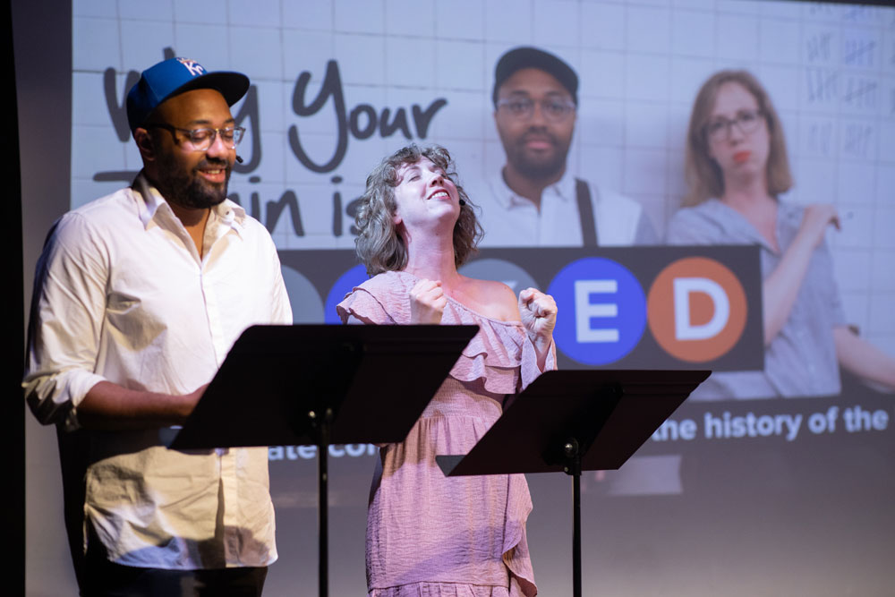 funkminister's tweet image. Hey – I work for an amazing space of creative minds, experts of all kinds, and seriously funny people.

We want to keep making gr8 things for you! But @caveatnyc needs your help.

Tell your friends about us! Come see a show! Review us!

We 💖 you for it.