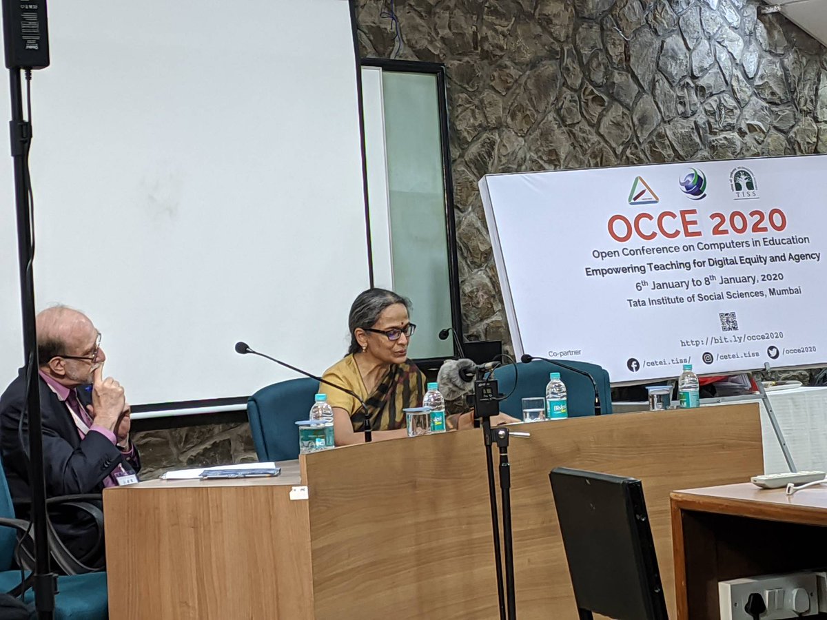 cete_tiss's tweet photo. Prof. Padma Sarangpani, Chair CEIAR, TISS shares that how teachers are not able to implent new culture in teaching because of the stagnant wider culture of the field, in her keynote address during #OCCE2020 conference at @TISSpeak Mumbai campus

#IFIP https://t.co/s8fNjninGm