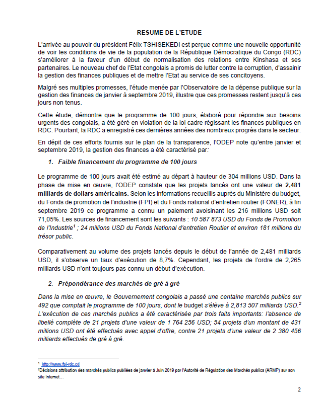 odeprdc's tweet photo. #RDC: La Gestion du programme de 100 jours: Faiblesse de la transparence et de la Redevabilité, irrégularité des procédures, indiscipline budgétaire dominent. Sur une prévision de 304 millions USD, il a été réévalué à plus de 2 milliards USD.
Voici le résumé du rapport👇👇👇 https://t.co/zfd2BU9EXK