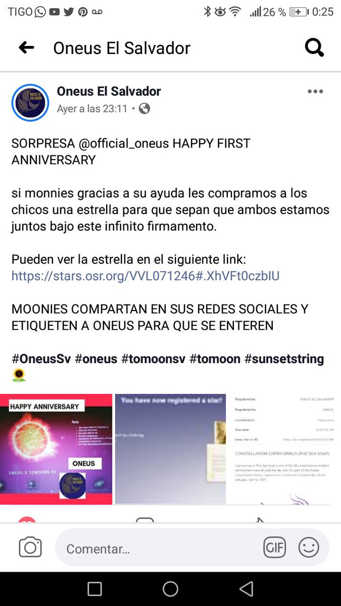 loststar150918's tweet photo. Have you heard about this beautiful gesture?, ONEUS El Salvador bought a star for ONEUS for its anniversary, it is simply beautiful, please make this viral, our babys should know this beautiful gesture. 💕🤧💕

@official_ONEUS #ONEUS_1ST_Anniversary #ToMoon #ONEUS https://t.co/SvYOEtkmAu