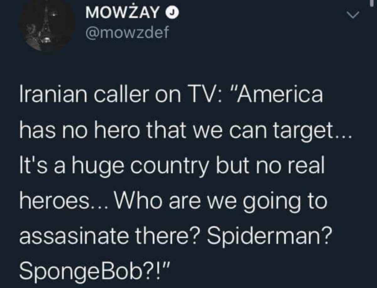 kroneavirus's tweet photo. Trump playing 4D chess once again by not hiring a single competent or admirable person to his entire administration so Iran has no one to target for a retaliatory strike. This man is truly a stable genius. https://t.co/WzXLlaBY1Q