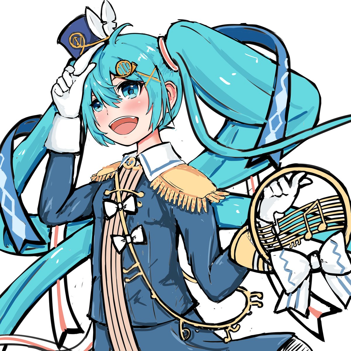 初音ミク「乙れんさんの雪ミクさん!これからパレードへ向かうのでしょうか?ニッコリ元気な笑顔」|piapro(ピアプロ)のイラスト