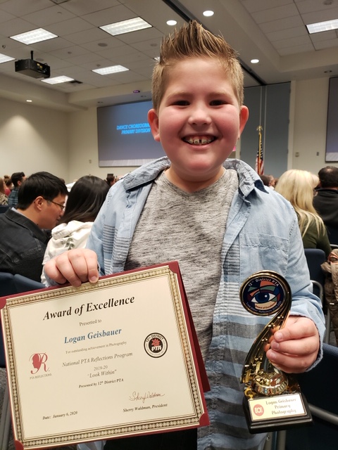 WhiteOakWildcat's tweet photo. Congratulations on receiving the Award of Excellence at the County Level for the 2019-20 PTA Reflections Competition! Way to go, Logan! Good Luck at the State Competition! @SimiValleyUSD @sv_ptsa #simischools https://t.co/fd5jjmZycX