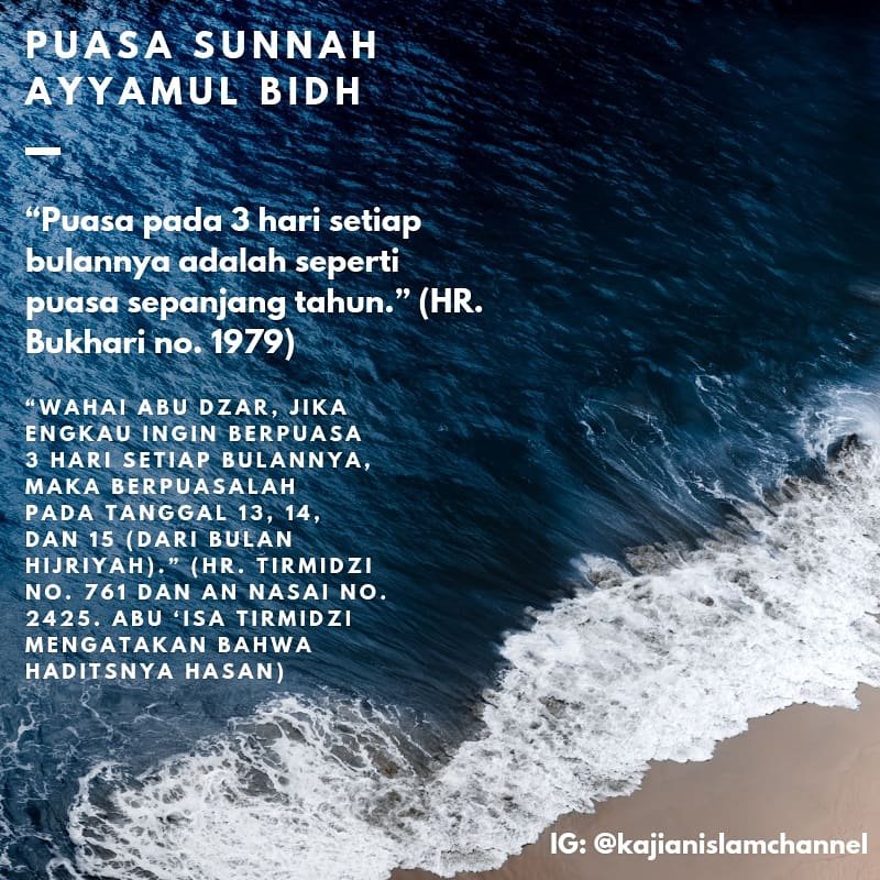kajianislam's tweet photo. REMINDER PUASA SUNNAH AYYAMUL BIDH

Puasa Ayyamul Bidh pada bulan Jumadal Ula 1441 H (13, 14 dan 15 Jumadal Ula 1441 H) bertepatan dengan hari

1. Kamis (9 Januari 2020)
2. Jum'at (10 Januari 2020)
3. Sabtu (11 Januari 2020) https://t.co/euq5d1YExG
